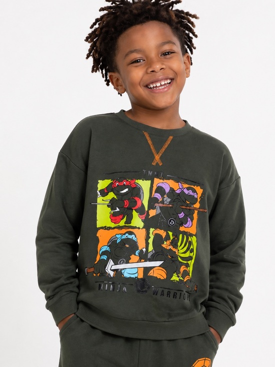 Nickelodeon Other - TMNT Ninja Turtles Kids 10 Green Graphic Crewneck Sweatshirt School Travel Cozy